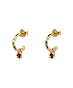 Petit Comité | Oorbellen - Zilvergehalte 925 - Geboortesteen Januari - Granaat - Verguld 18K | Nu te koop bij 14Karaats.nl | 10001087-Earrings/Body-piercing Jewellery