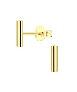 JYC | Joy|S - Zilveren bar / staafje oorbellen - 2 x 8 mm - gold plated | Nu te koop bij 14Karaats.nl | 10001087-Earrings/Body-piercing Jewellery