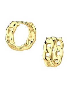 JYC | Joy|S - Zilveren oorringen gourmet schakel - 11 mm - gold plated | Nu te koop bij 14Karaats.nl | 10001087-Earrings/Body-piercing Jewellery