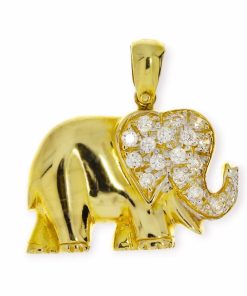 Star juwelier | Gouden Hanger Olifant Zirkonia Bicolor 14 karaats | Nu te koop bij 14Karaats.nl | 10001091-Pendants