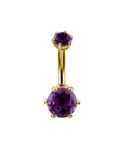 Piercings works | 18 Karaat Gouden Navelpiercing met Betoverende Amethist | Nu te koop bij 14Karaats.nl | 10001087-Earrings/Body-piercing Jewellery