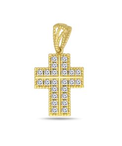Zwartevalk | Juwelier Zwartevalk 14 karaat gouden kruis hanger met zirkonia - 14.295/15x11 | Nu te koop bij 14Karaats.nl | 10001091-Pendants