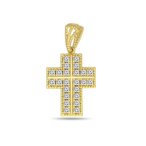 Zwartevalk | Juwelier Zwartevalk 14 karaat gouden kruis hanger met zirkonia - 14.295/15x11 | Nu te koop bij 14Karaats.nl | 10001091-Pendants