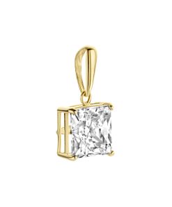 New Bling | New Bling 9NBG-0210 Gouden Hangertje - Dames - Zirkonia - Vierkant Geslepen - 6 mm - Solitair - 14 Karaat - Goud | Nu te koop bij 14Karaats.nl | 10001091-Pendants