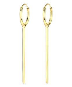 JYC | Joy|S - Zilveren Bar/ Staaf 1 x 25 mm oorbellen - oorringen - gold plated | Nu te koop bij 14Karaats.nl | 10001087-Earrings/Body-piercing Jewellery