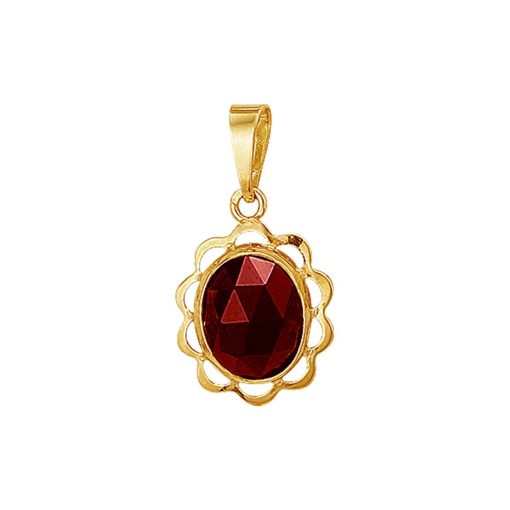 The Jewelry Collection | The Jewelry Collection Hanger Granaat - Geelgoud | Nu te koop bij 14Karaats.nl | 10001091-Pendants
