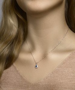 Sense Jewelry | Hanger Saffier En Zirkonia Halo | Nu te koop bij 14Karaats.nl | 10001091-Pendants