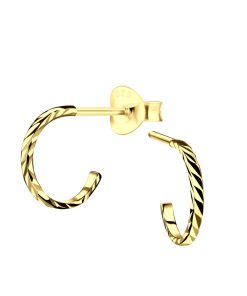 JYC | Joy|S - Zilveren oorringen stud - 1.2 / 10 mm - diamond cut - gold plated | Nu te koop bij 14Karaats.nl | 10001087-Earrings/Body-piercing Jewellery