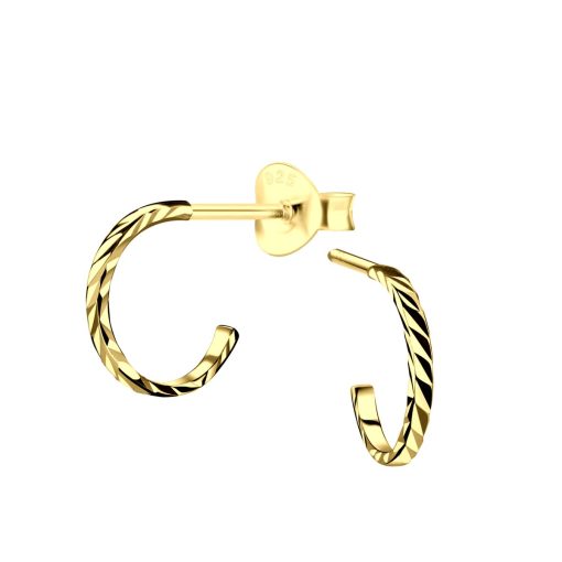 JYC | Joy|S - Zilveren oorringen stud - 1.2 / 10 mm - diamond cut - gold plated | Nu te koop bij 14Karaats.nl | 10001087-Earrings/Body-piercing Jewellery