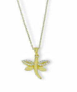 Star juwelier | Gouden Ketting Libelle Hanger Zirkonia 14 karaats | Nu te koop bij 14Karaats.nl | 10001091-Pendants