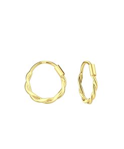 JYC | Joy|S - Zilveren oorringen 11 mm - twisted - gold plated - t85 | Nu te koop bij 14Karaats.nl | 10001087-Earrings/Body-piercing Jewellery