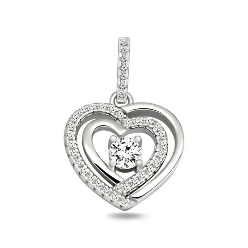Zwartevalk | Juwelier Zwartevalk zilveren (gerhodineerd) hartje hanger met zirkonia - 24.291 | Nu te koop bij 14Karaats.nl | 10001091-Pendants