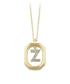 Star juwelier | Goud Hanger Letter Z met Ketting Zirkonia 14 karaats | Nu te koop bij 14Karaats.nl | 10001091-Pendants