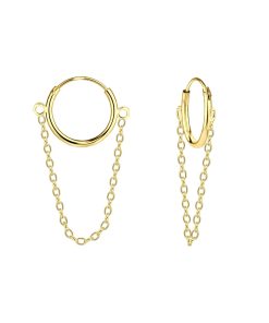 JYC | Joy|S - Zilveren oorringen met kettinkje - gold plated | Nu te koop bij 14Karaats.nl | 10001087-Earrings/Body-piercing Jewellery