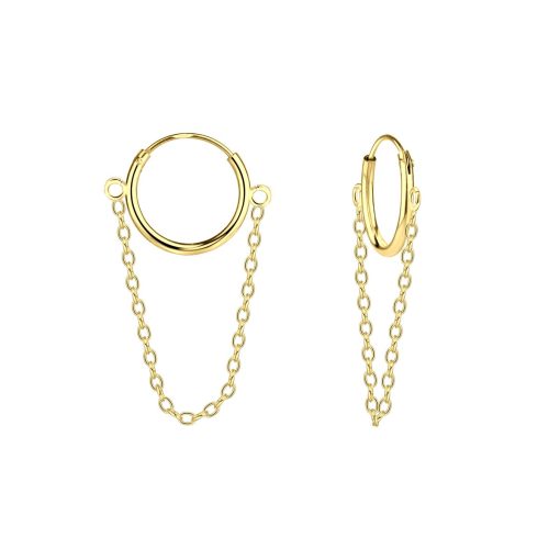 JYC | Joy|S - Zilveren oorringen met kettinkje - gold plated | Nu te koop bij 14Karaats.nl | 10001087-Earrings/Body-piercing Jewellery
