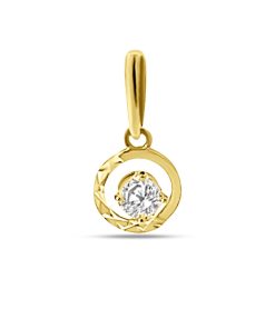 Silventi | Silventi 9NBSAM-G230309 Gouden Hangertje met Zirkonia - 6mm Doorsnee - 3mm Zirkonia - 14 Karaat - Goud | Nu te koop bij 14Karaats.nl | 10001091-Pendants