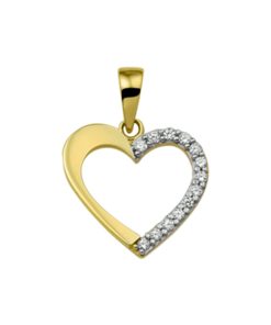 The Jewelry Collection | The Jewelry Collection Hanger Hart Zirkonia - Goud | Nu te koop bij 14Karaats.nl | 10001091-Pendants