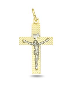 Zwartevalk | Juwelier Zwartevalk 14 karaat gouden bicolor kruis hanger - 14.285 | Nu te koop bij 14Karaats.nl | 10001091-Pendants