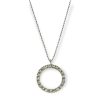 Star juwelier | Witgouden Ketting Cirkel Hanger Zirkonia 14 karaats 42 cm | Nu te koop bij 14Karaats.nl | 10001091-Pendants