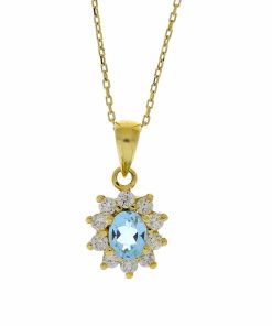 Star juwelier | Gouden Ketting 0.18 ct Diamant 0.30 ct Topaas Hanger 14 karaats | Nu te koop bij 14Karaats.nl | 10001091-Pendants