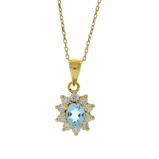 Star juwelier | Gouden Ketting 0.18 ct Diamant 0.30 ct Topaas Hanger 14 karaats | Nu te koop bij 14Karaats.nl | 10001091-Pendants