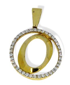 Star juwelier | Goud Hanger Letter O 14 karaats Zirkonia | Nu te koop bij 14Karaats.nl | 10001091-Pendants