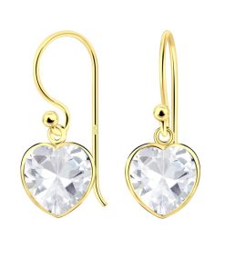 JYC | Joy|S - Zilveren hart oorbellen - zirkonia 8 mm - gold plated | Nu te koop bij 14Karaats.nl | 10001087-Earrings/Body-piercing Jewellery