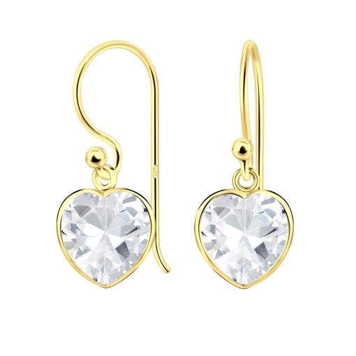 JYC | Joy|S - Zilveren hart oorbellen - zirkonia 8 mm - gold plated | Nu te koop bij 14Karaats.nl | 10001087-Earrings/Body-piercing Jewellery