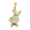 Star juwelier | Gouden Playboy Konijn Hanger Zirkonia 14 karaats | Nu te koop bij 14Karaats.nl | 10001091-Pendants