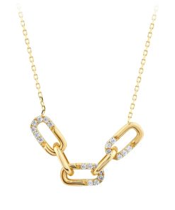 Star juwelier | Gouden Ketting Schakel Hanger Zirkonia 14 karaats | Nu te koop bij 14Karaats.nl | 10001091-Pendants