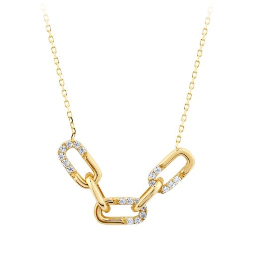 Star juwelier | Gouden Ketting Schakel Hanger Zirkonia 14 karaats | Nu te koop bij 14Karaats.nl | 10001091-Pendants