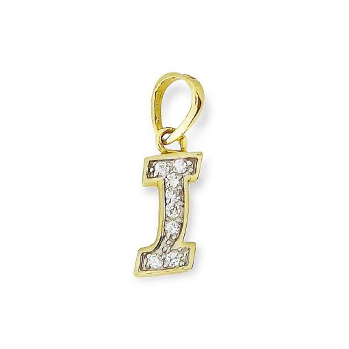 Star juwelier | Goud Hanger Letter I 14 karaats Zirkonia | Nu te koop bij 14Karaats.nl | 10001091-Pendants