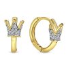 Juwelier Emo | Juwelier Emo - Kroon Oorbellen Goud - 14 Karaat – Zirkonia stenen – Diameter 12mm | Nu te koop bij 14Karaats.nl | 10001087-Earrings/Body-piercing Jewellery