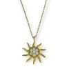 Star juwelier | Gouden Ketting Zon Hanger Zirkonia 14 karaats 41 cm + 2 cm | Nu te koop bij 14Karaats.nl | 10001091-Pendants