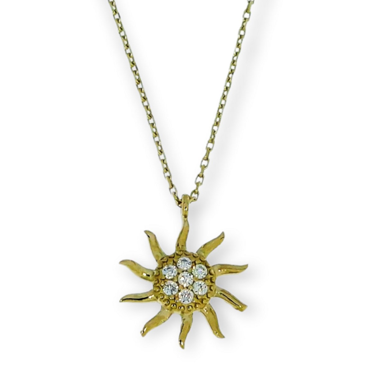 Star juwelier | Gouden Ketting Zon Hanger Zirkonia 14 karaats 41 cm + 2 cm | Koop bij 14Karaats.nl Star juwelier | Gouden Ketting Zon Hanger Zirkonia 14 karaats 41 cm + 2 cm | Nu te koop bij 14Karaats.nl | 10001091-Pendants