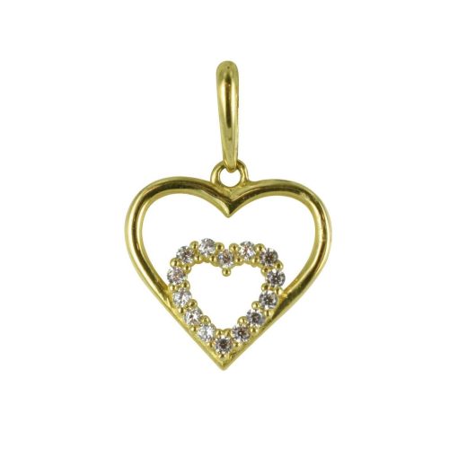 Silventi | Silventi 9NBSAM-G190100 Gouden Hangertje - Dames - Hartje - Zirkonia - 10 x 11 mm - 14 Karaat - Bedel - Goud | Nu te koop bij 14Karaats.nl | 10001091-Pendants