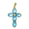 Star juwelier | Gouden Kruis Hanger 54 mm 30 mm Topaas 14 karaats | Nu te koop bij 14Karaats.nl | 10001091-Pendants