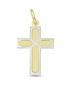 Zwartevalk | Juwelier Zwartevalk 14 karaat gouden bicolor kruis hanger - 14.284 | Nu te koop bij 14Karaats.nl | 10001091-Pendants