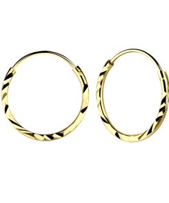 JYC | Joy|S - Zilveren oorringen 18 mm - diamond cut - gold plated | Nu te koop bij 14Karaats.nl | 10001087-Earrings/Body-piercing Jewellery