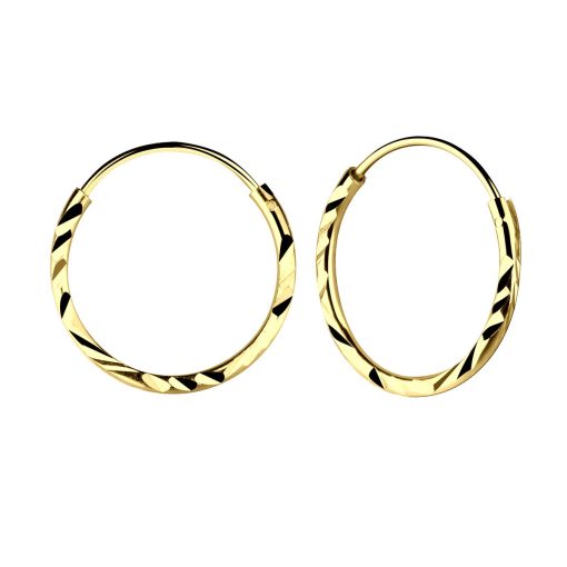 JYC | Joy|S - Zilveren oorringen 18 mm - diamond cut - gold plated | Nu te koop bij 14Karaats.nl | 10001087-Earrings/Body-piercing Jewellery