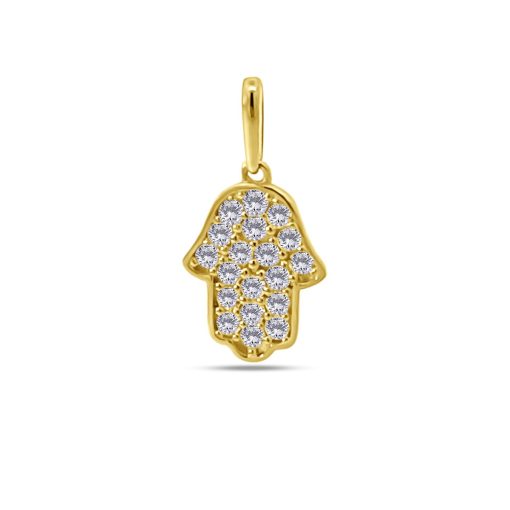 Silventi | Silventi 9NBSAM-G230312 Gouden Hangertje Fatima Handje - Zirkonia - 11