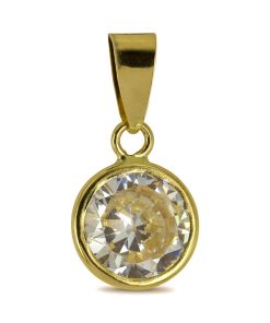 New Bling | New Bling 9NBG-0395 Gouden hangertje - Dames - Zirkonia - Rond Zetkastje - 6 mm Doorsnee - 14 Karaat - Goud | Nu te koop bij 14Karaats.nl | 10001091-Pendants