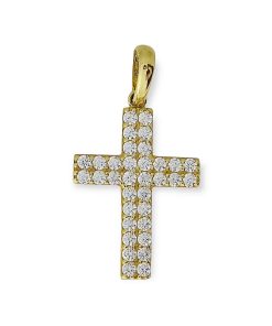Star juwelier | Gouden Kruis Hanger 23.5 mm 16 mm Zirkonia | Nu te koop bij 14Karaats.nl | 10001091-Pendants