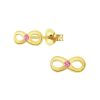 JYC | Joy|S - Zilveren Infinity oorbellen - roze kristal - gold plated | Nu te koop bij 14Karaats.nl | 10001087-Earrings/Body-piercing Jewellery