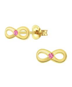 JYC | Joy|S - Zilveren Infinity oorbellen - roze kristal - gold plated | Nu te koop bij 14Karaats.nl | 10001087-Earrings/Body-piercing Jewellery