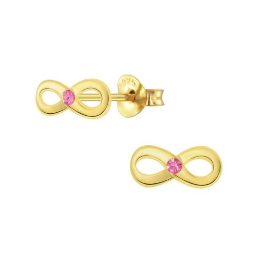 JYC | Joy|S - Zilveren Infinity oorbellen - roze kristal - gold plated | Nu te koop bij 14Karaats.nl | 10001087-Earrings/Body-piercing Jewellery