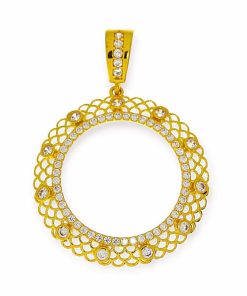 Star juwelier | Gouden Muntrand Hanger Voor Gouden Tientje - Halve Lira - Hele Resat Zirkonia Anatoli 14 karaats | Nu te koop bij 14Karaats.nl | 10001091-Pendants