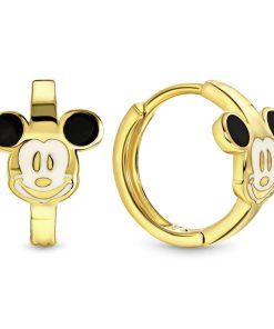 Juwelier Emo | Juwelier Emo - Mickey Mouse Oorbellen Goud - 14 Karaat – Diameter 12mm | Nu te koop bij 14Karaats.nl | 10001087-Earrings/Body-piercing Jewellery