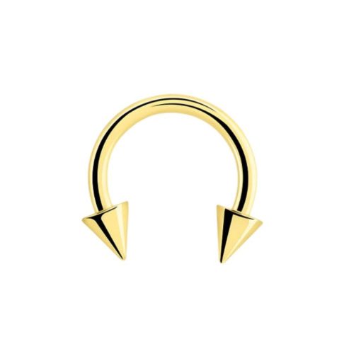 Piercings works | 14 Karaat Massief Gouden Circular Barbell - Cones - 1