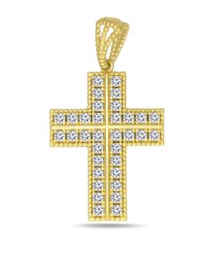 Zwartevalk | Juwelier Zwartevalk 14 karaat gouden kruis hanger met zirkonia - 14.295/20x15 | Nu te koop bij 14Karaats.nl | 10001091-Pendants